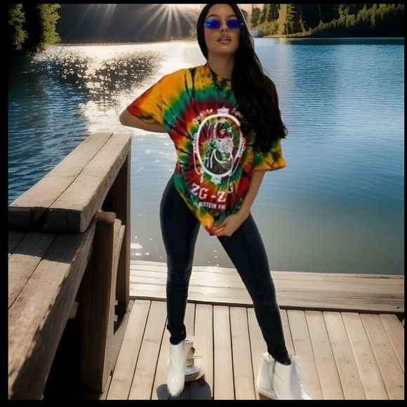 TIE DYE ZIG ZAG Braunstein Fr'eres Qualite Superieurp Portrait Of ZZ Man T-Shirt - Picture 12 of 15